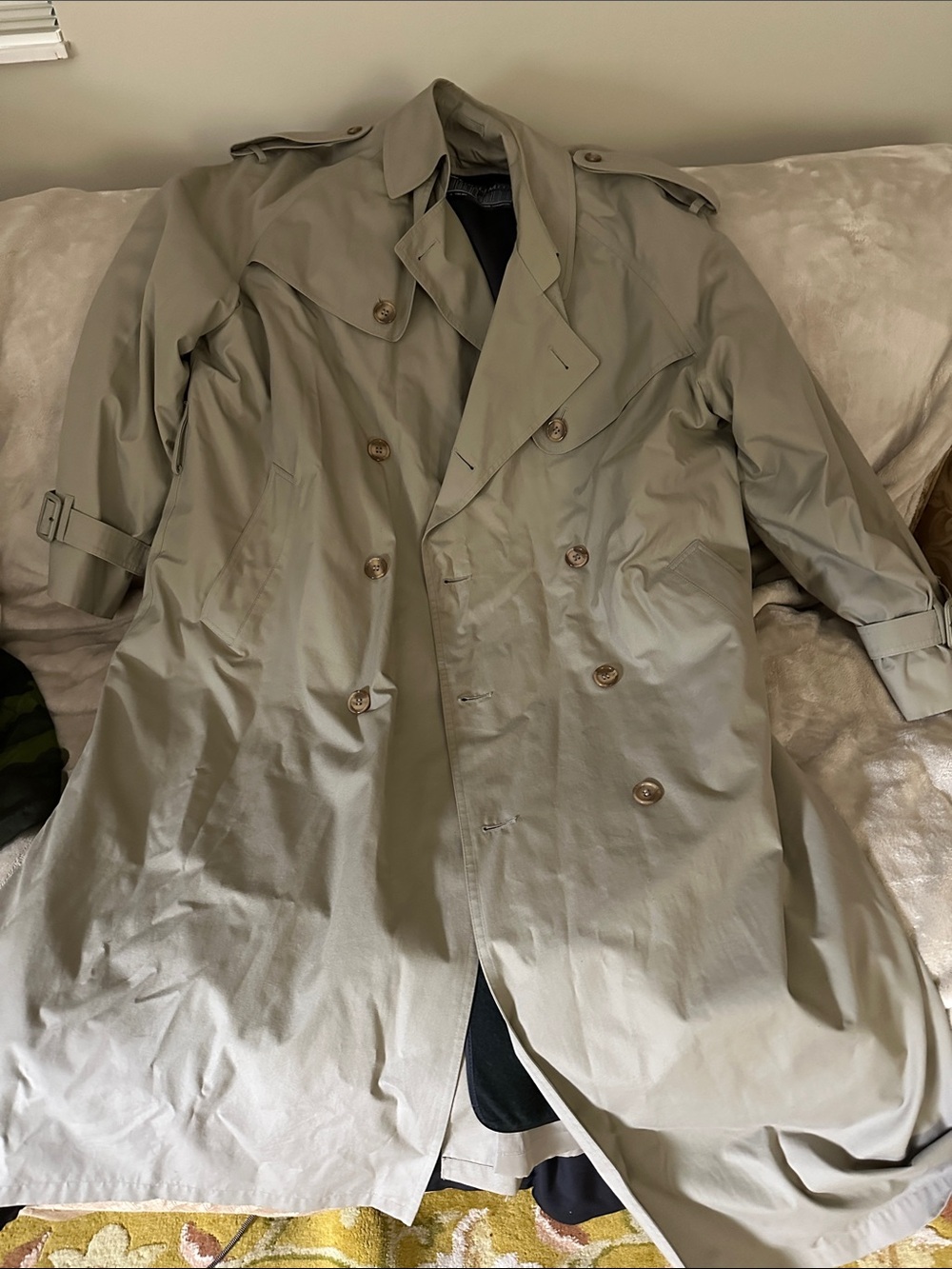 Classic Men's Khaki Trench Coat - Double-Breasted